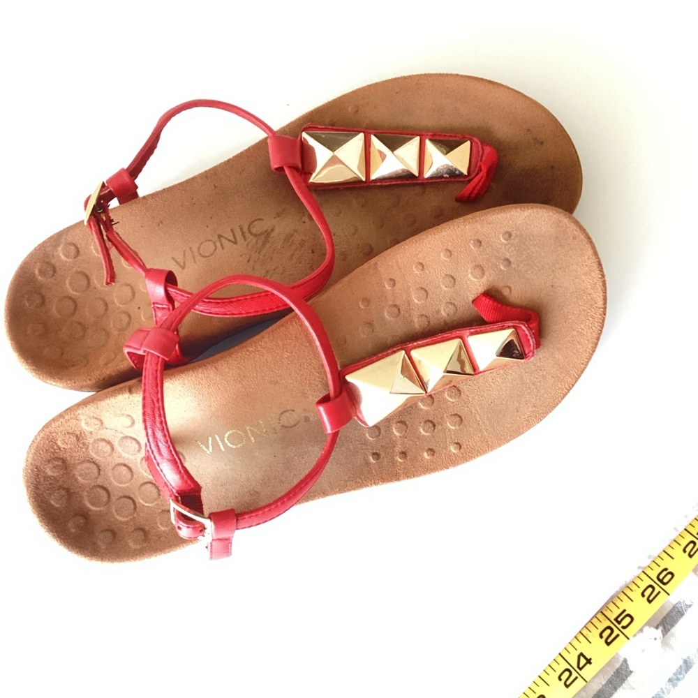 Vionic Women's Red Sandals with Gold Accents